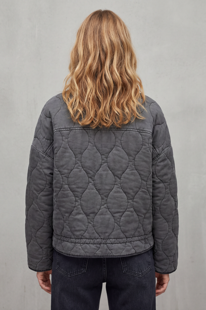 Cavelline | High Neck Wave Quilted Zip Up Jacket