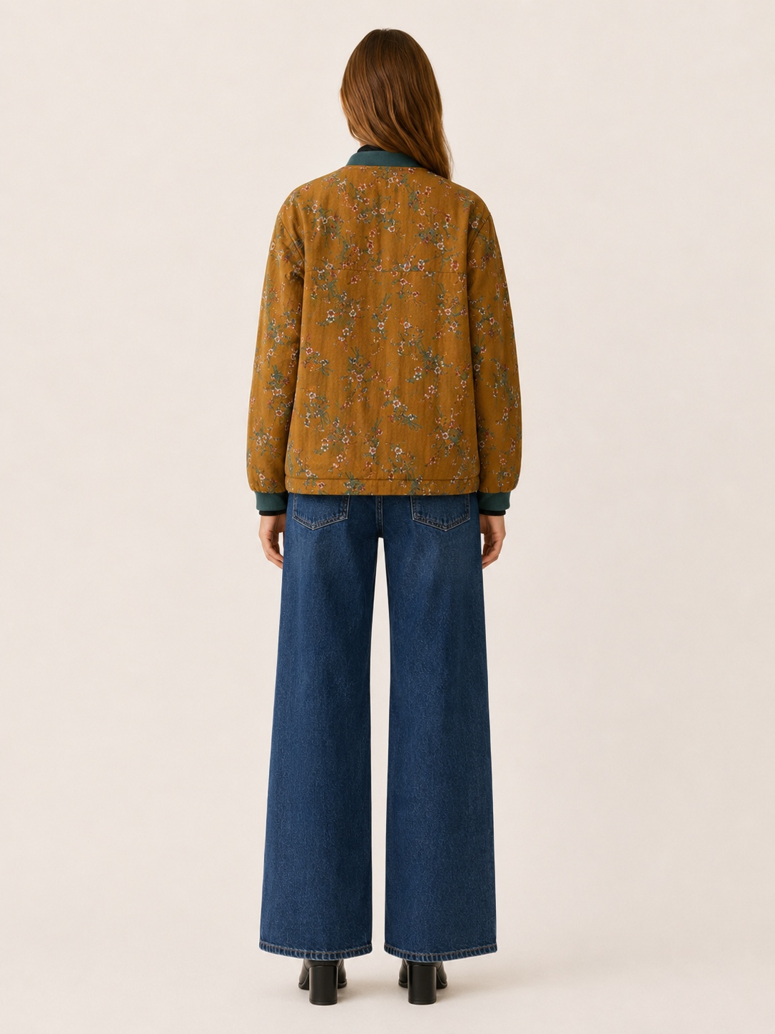 Cecilia | Floral Button Up Pocket Bomber Jacket