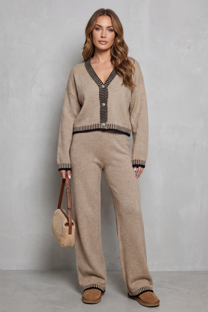 Ondine | Contrast Trim Knit Loungewear Set
