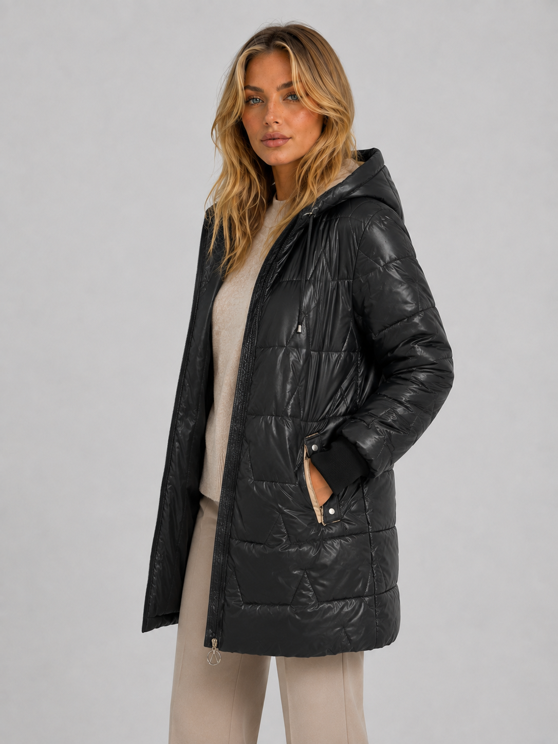 Isabella | Longline Hooded Quilted Puffer Coat