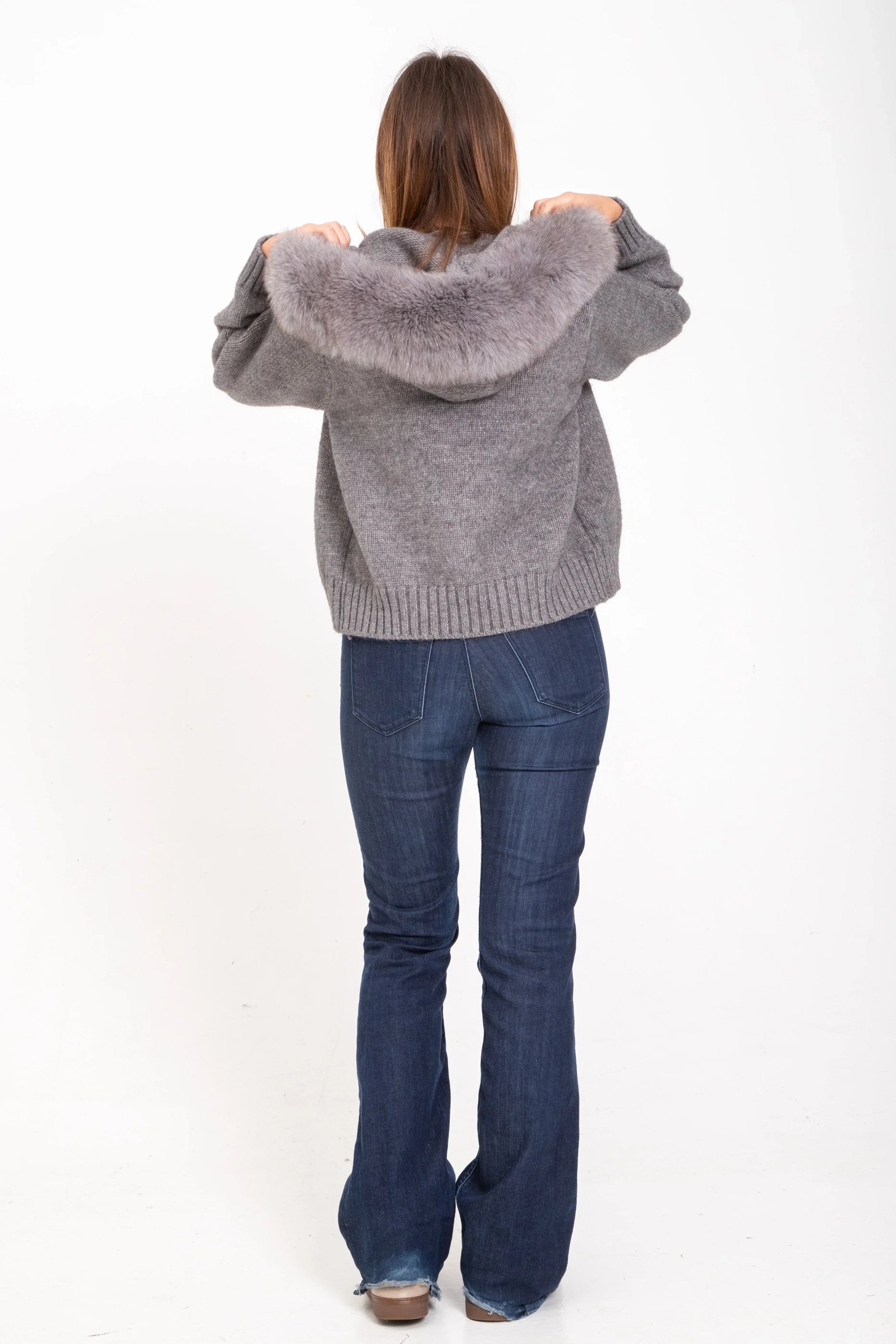 Chloe | Faux Fur Hooded Cropped Jacket