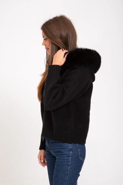 Chloe | Faux Fur Hooded Cropped Jacket