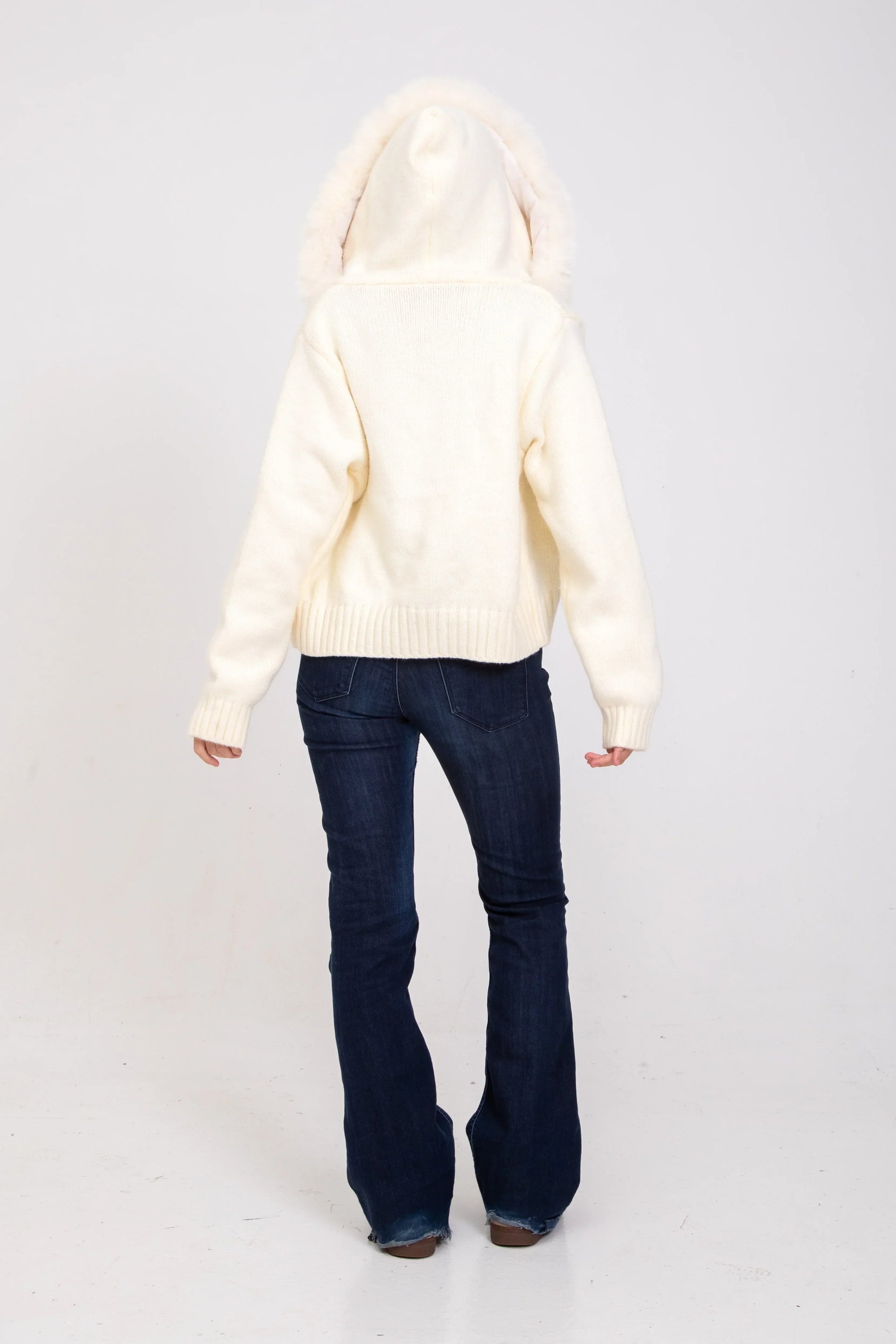 Chloe | Faux Fur Hooded Cropped Jacket
