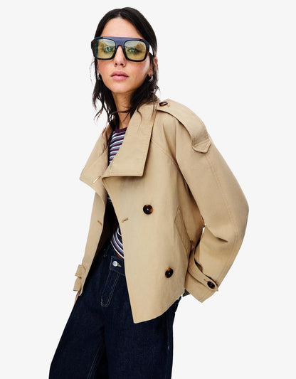 Clara | Double Breasted Cropped Trench Coat