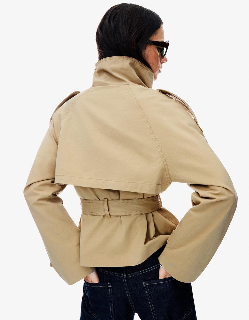 Clara | Double Breasted Cropped Trench Coat