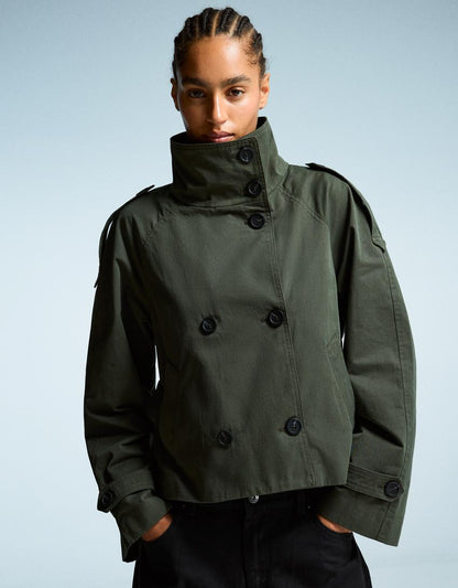 Clara | Double Breasted Cropped Trench Coat