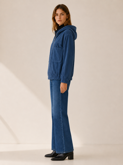 Layla | Oversized Hooded Zip Up Jacket