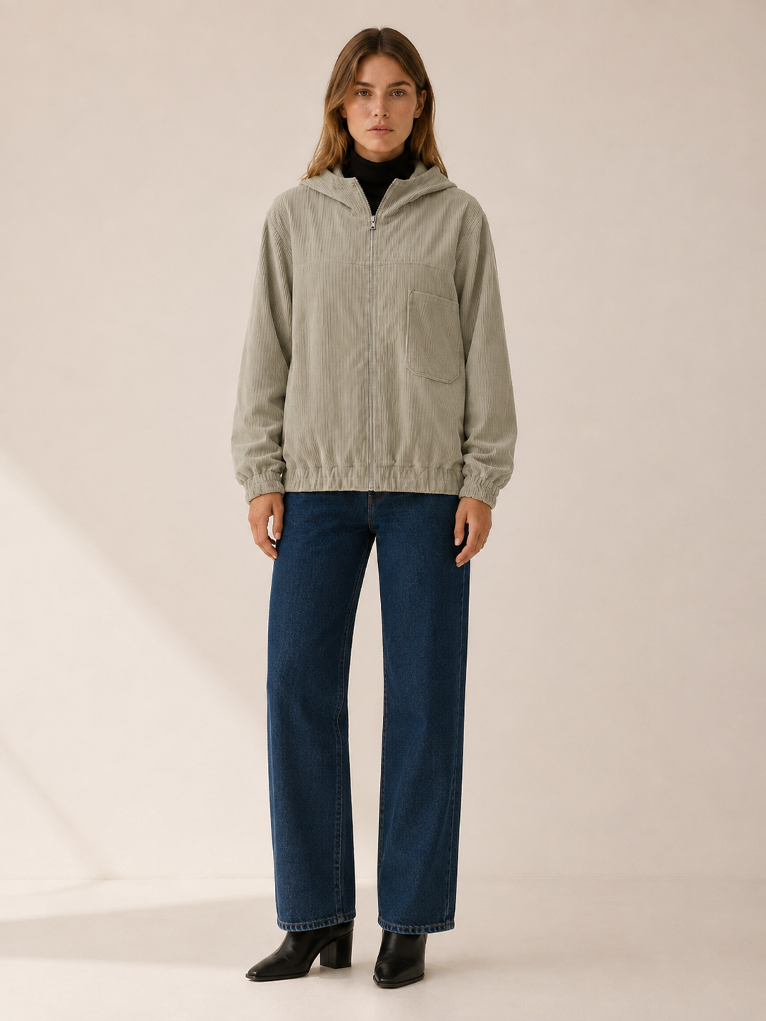 Layla | Oversized Hooded Zip Up Jacket