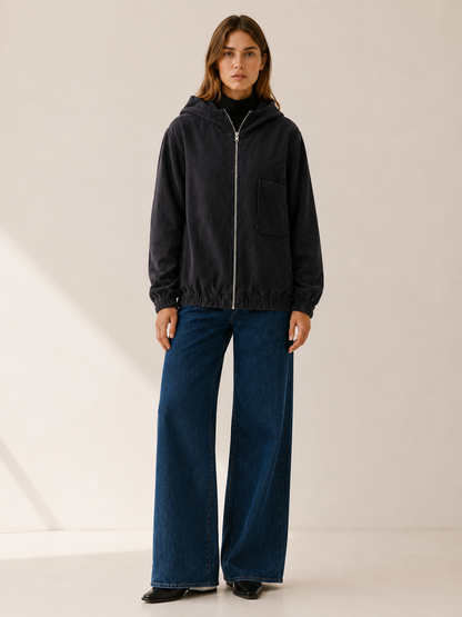 Layla | Oversized Hooded Zip Up Jacket
