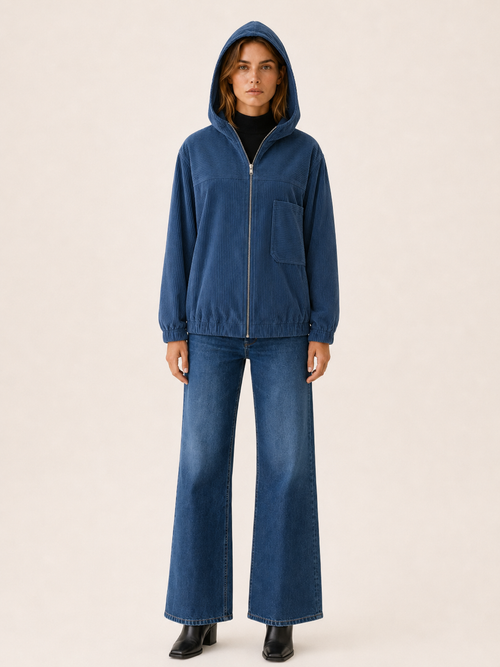 Layla | Oversized Hooded Zip Up Jacket
