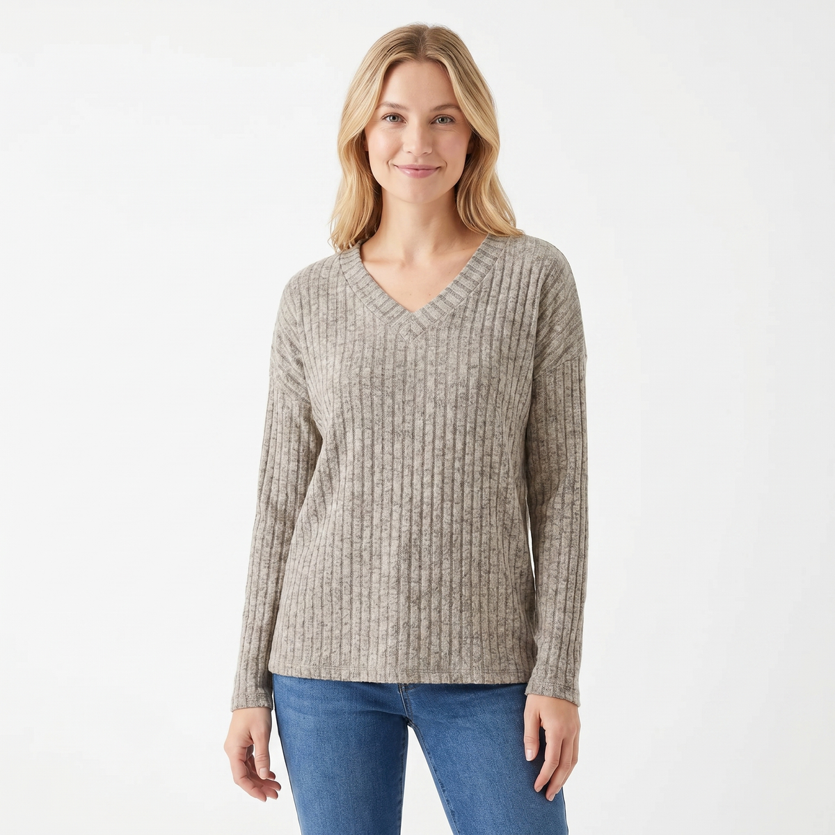 Coraline | Ribbed V-Neck Jumper