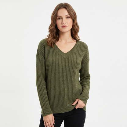 Coraline | Ribbed V-Neck Jumper