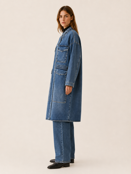 Delilah | Oversized Pocket Denim Long Coat