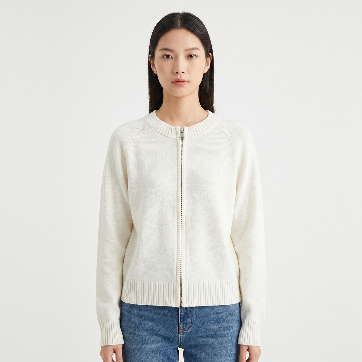 Delphine | Zip-Up Knit Cardigan Jacket