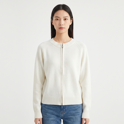 Delphine | Zip-Up Knit Cardigan Jacket
