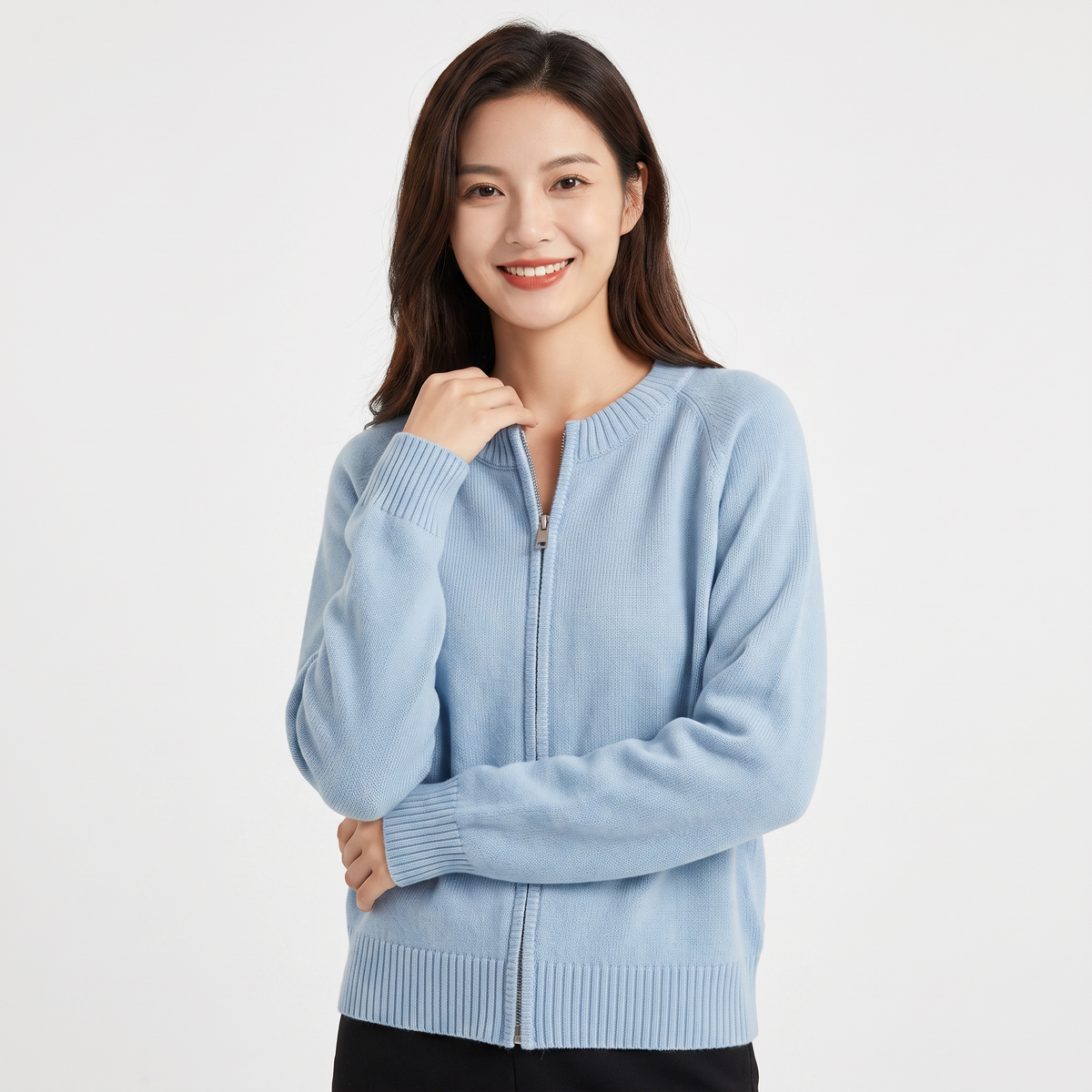 Delphine | Zip-Up Knit Cardigan Jacket