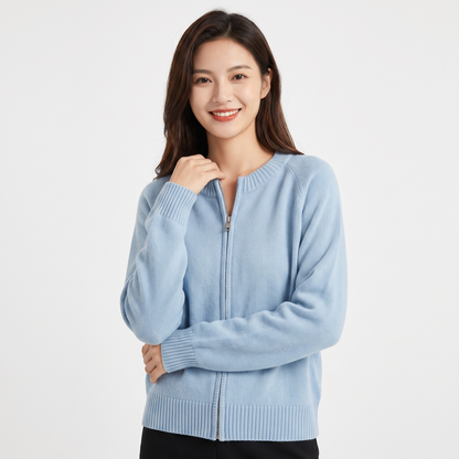 Delphine | Zip-Up Knit Cardigan Jacket