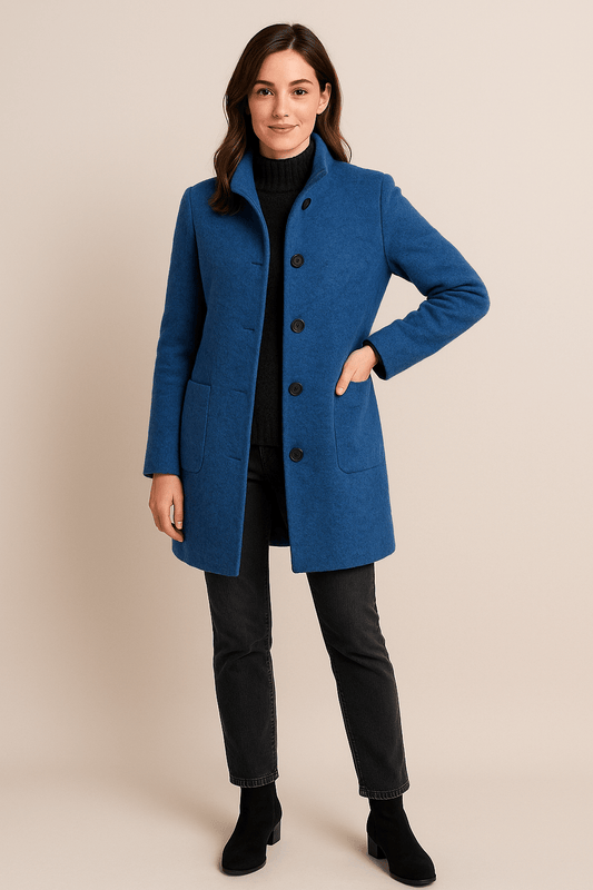 Charlotte | High Neck Button Long Coat