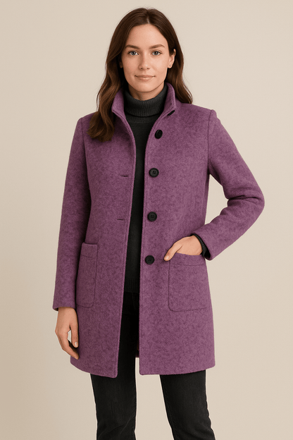 Charlotte | High Neck Button Long Coat