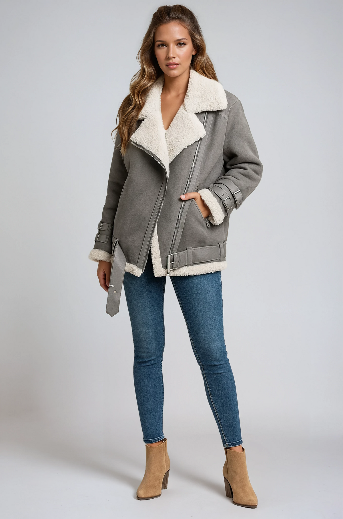 Elowen | Faux Shearling Aviator Jacket