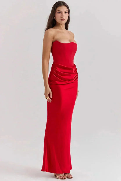 Adeline | Strapless Corset Fishtail Maxi Dress