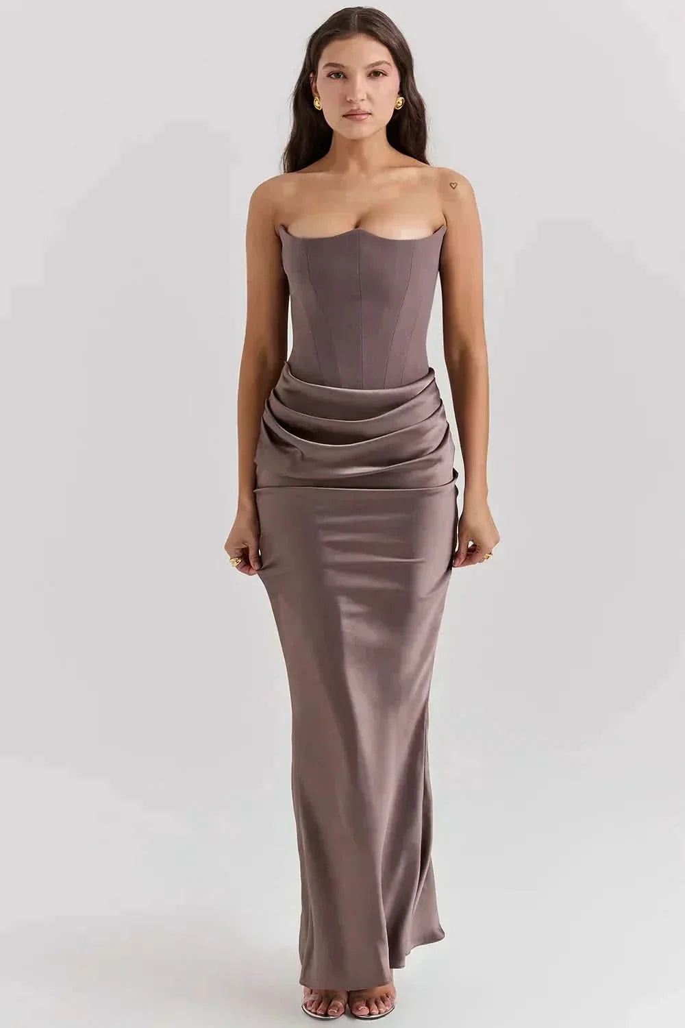 Adeline | Strapless Corset Fishtail Maxi Dress