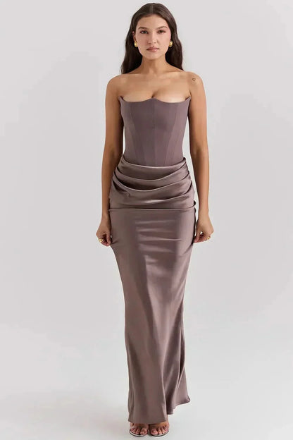 Adeline | Strapless Corset Fishtail Maxi Dress