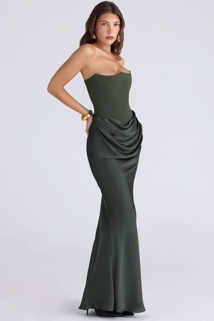 Adeline | Strapless Corset Fishtail Maxi Dress