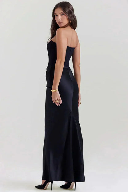 Adeline | Strapless Corset Fishtail Maxi Dress