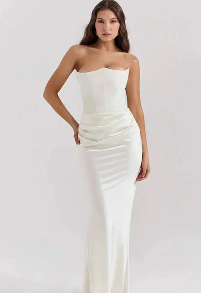 Adeline | Strapless Corset Fishtail Maxi Dress