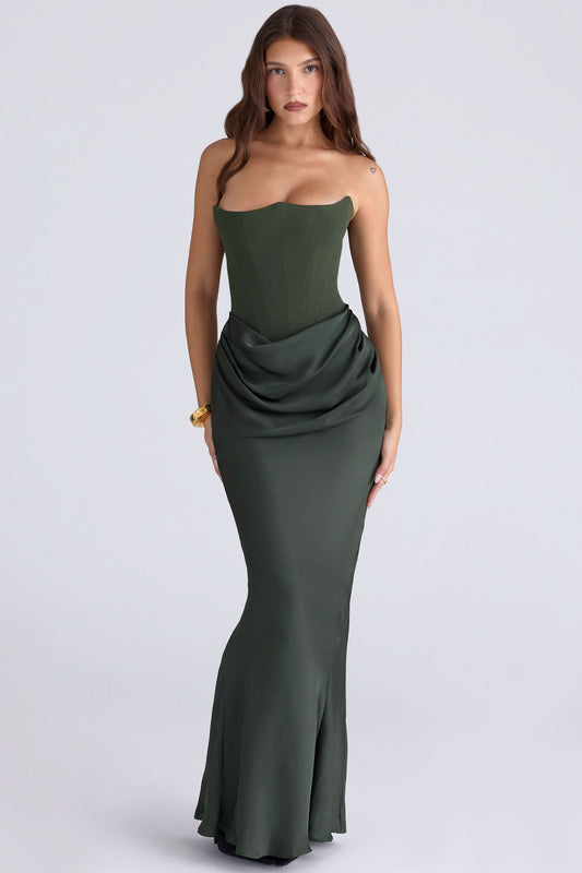 Adeline | Strapless Corset Fishtail Maxi Dress