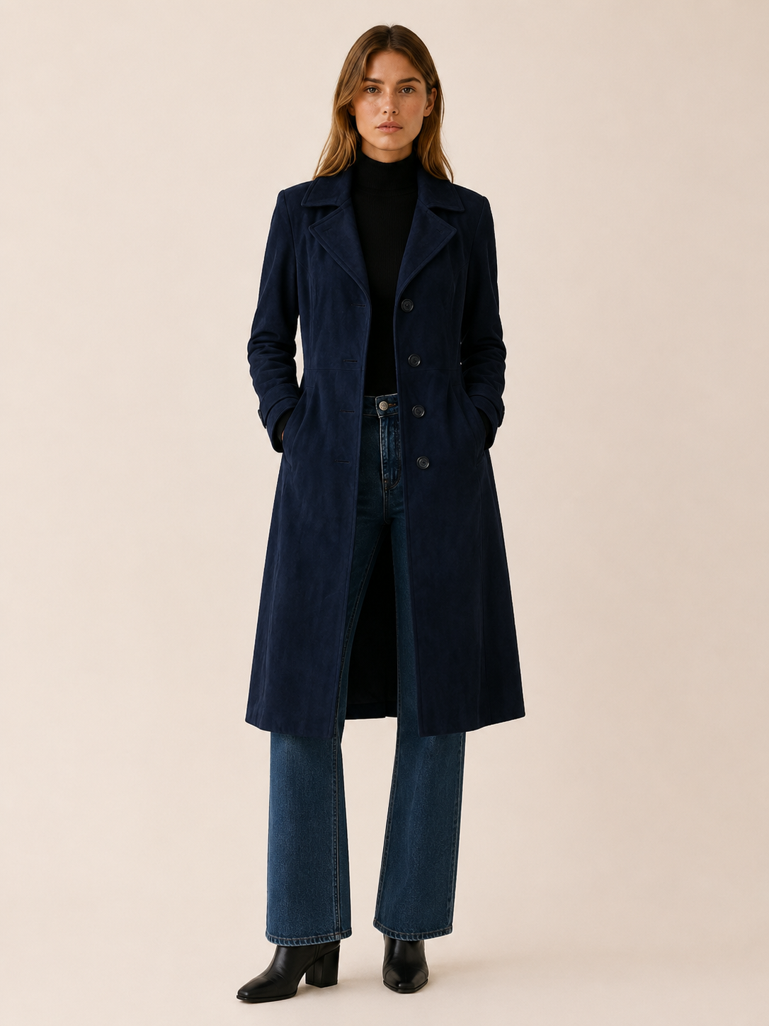 Lena | Leather Look Tailored Longline Coat