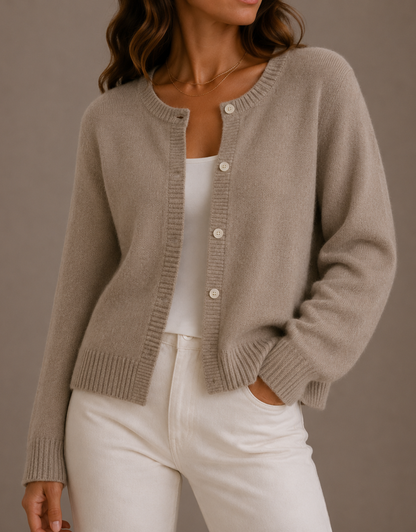 Emily | Knit Crew Neck Button Cardigan