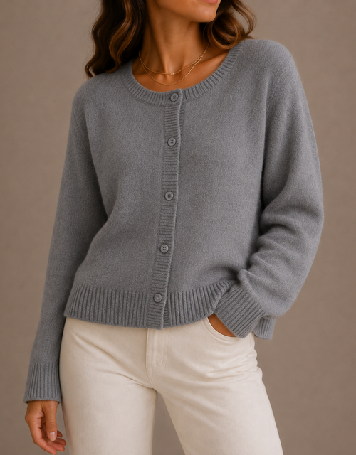 Emily | Knit Crew Neck Button Cardigan