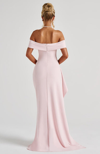 Bettina | Bardot Pleated Glitter Mesh Maxi Dress
