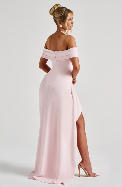 Bettina | Bardot Pleated Glitter Mesh Maxi Dress