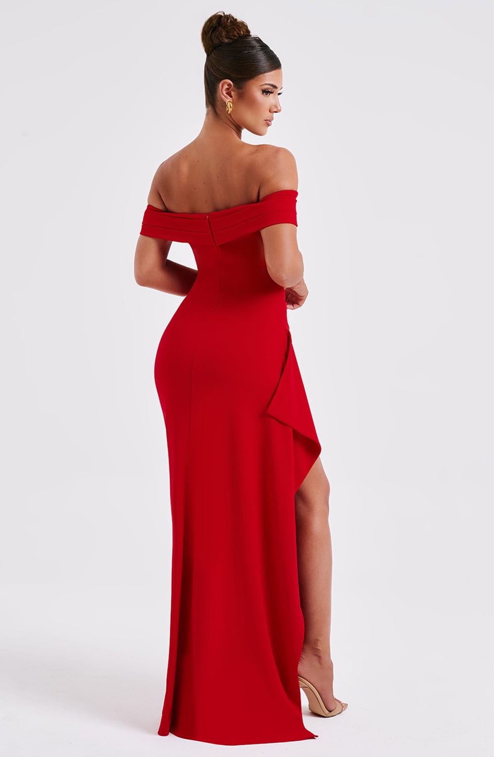 Bettina | Bardot Pleated Glitter Mesh Maxi Dress