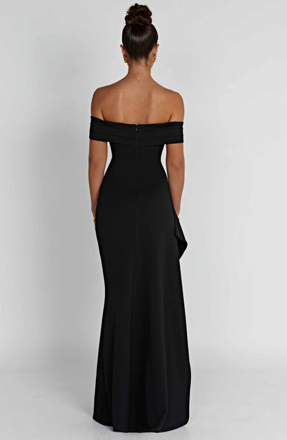 Bettina | Bardot Pleated Glitter Mesh Maxi Dress