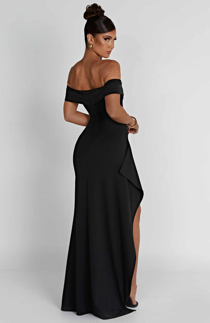 Bettina | Bardot Pleated Glitter Mesh Maxi Dress
