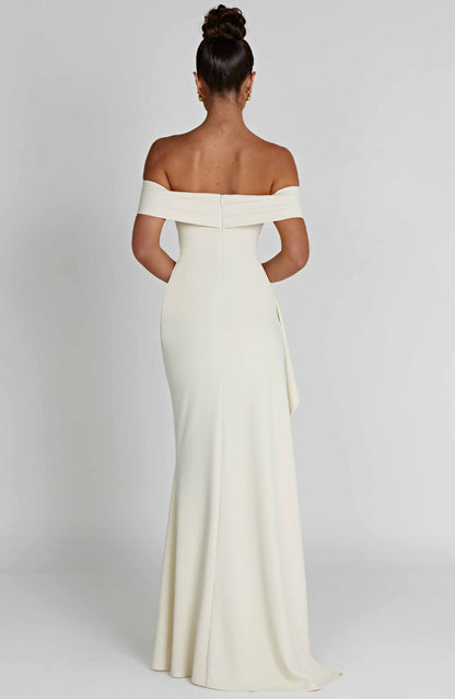 Bettina | Bardot Pleated Glitter Mesh Maxi Dress