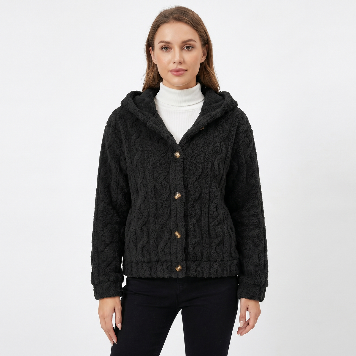 Fern | Fleece Hooded Cardigan
