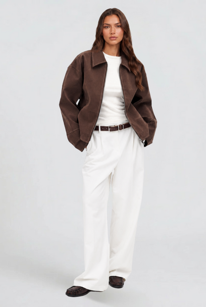 Florence | Cropped Zip Suede Jacket