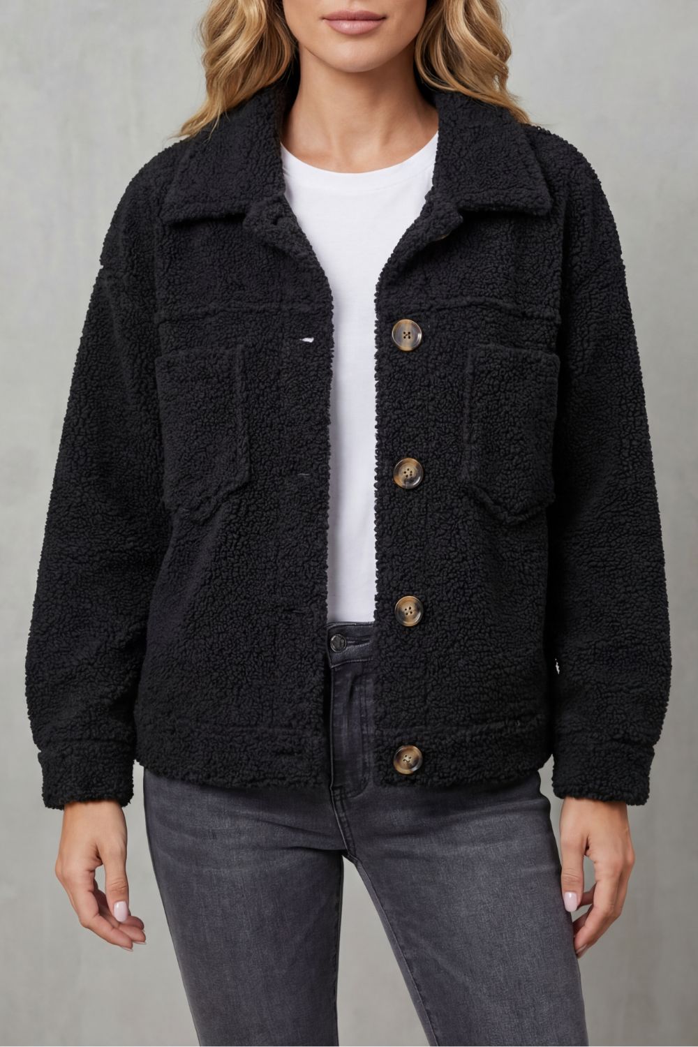 Floretta | Teddy Fleece Button Up Jacket