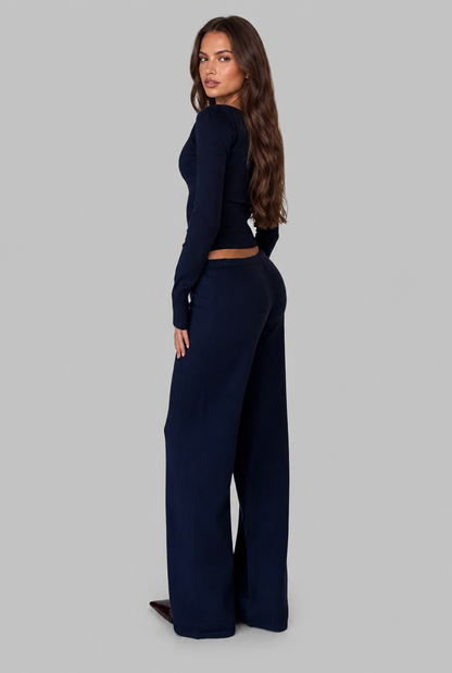Francesca | Ribbed Knit Cardigan Trouser Set