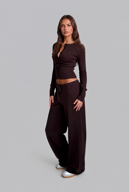 Francesca | Ribbed Knit Cardigan Trouser Set