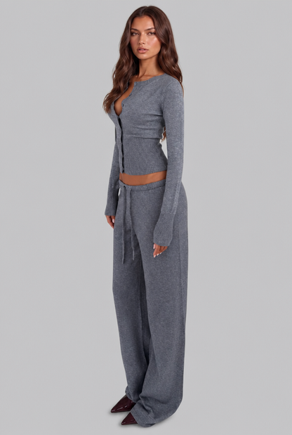 Francesca | Ribbed Knit Cardigan Trouser Set