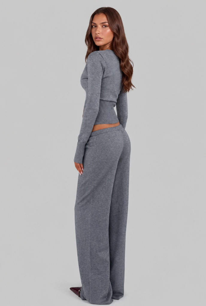 Francesca | Ribbed Knit Cardigan Trouser Set