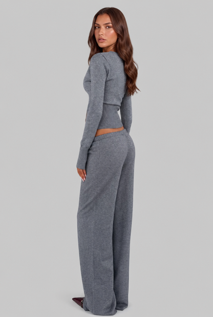 Francesca | Ribbed Knit Cardigan Trouser Set