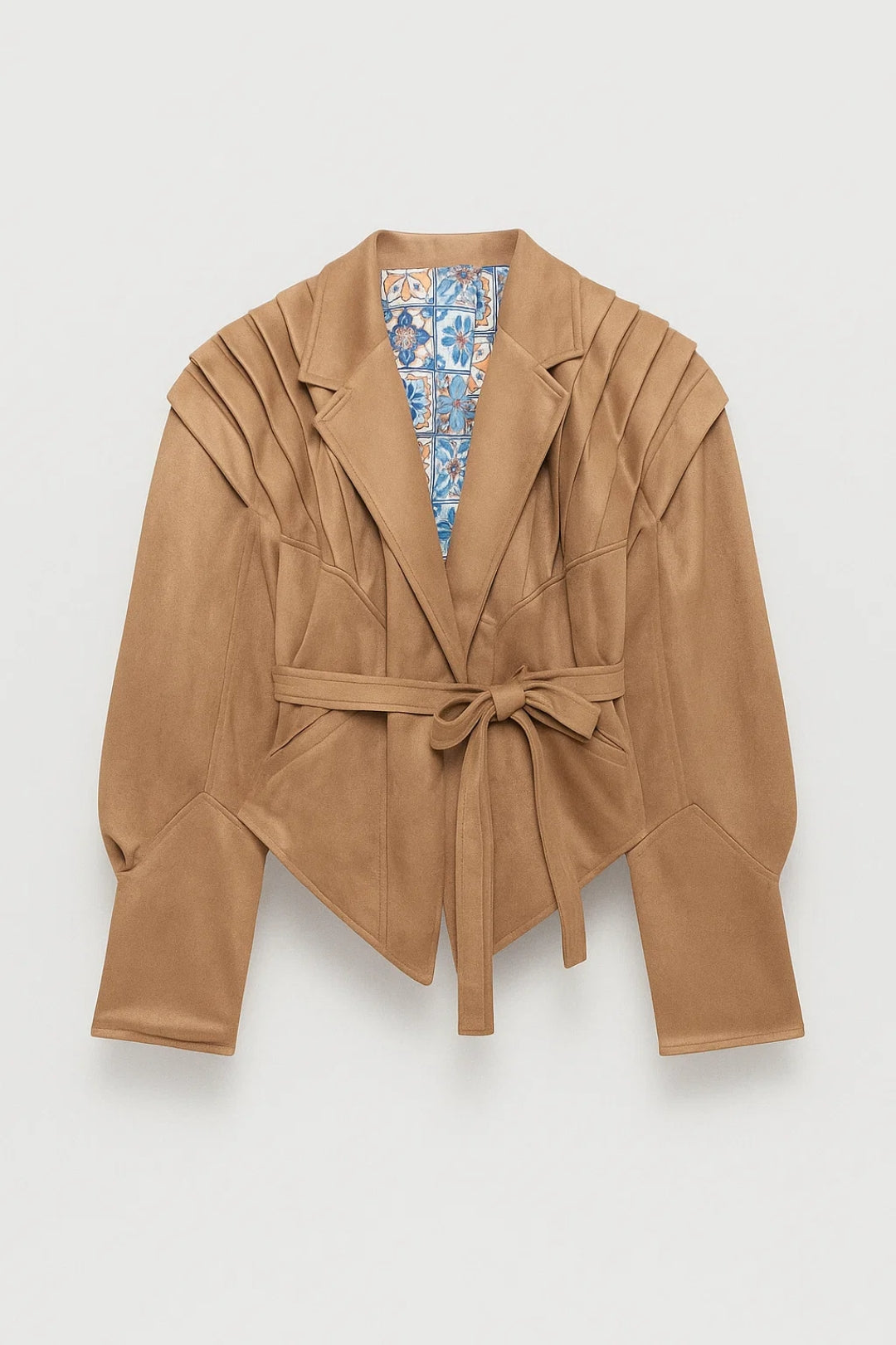 Frederica | Belted Pleated Shoulder Tailored Jacket