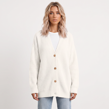 Freya | Ribbed Knit Button-Front Cardigan